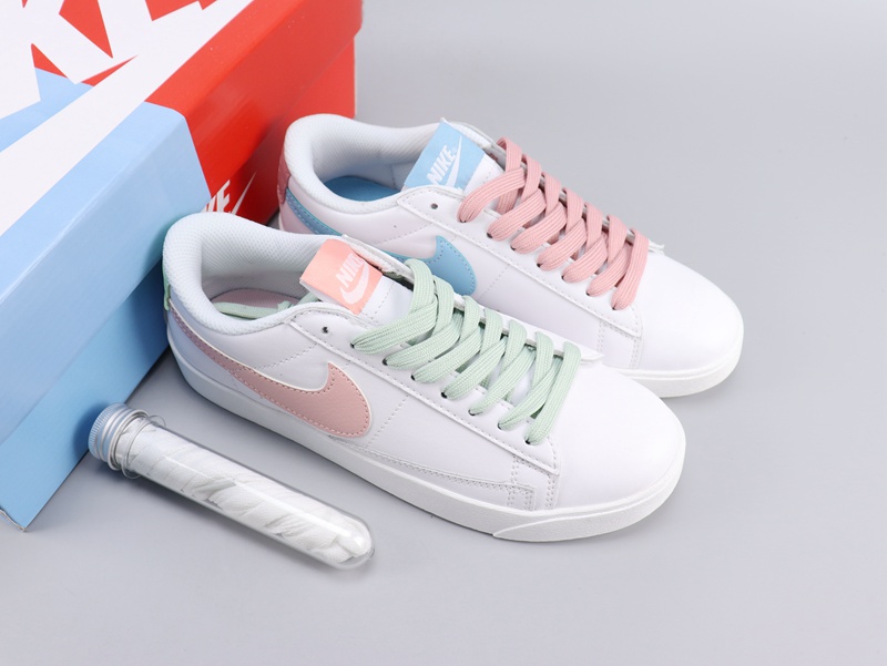 Wmns Nike Blazer Low Le White Green Pink Shoes